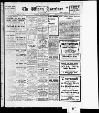 cover page of Wigan Examiner published on December 30, 1916
