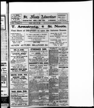 cover page of St. Neots Advertiser published on September 22, 1916