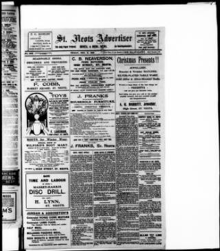 cover page of St. Neots Advertiser published on December 8, 1916