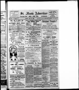 cover page of St. Neots Advertiser published on December 15, 1916