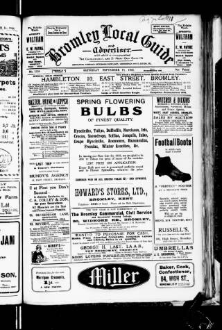 cover page of Bromley Local Guide and Advertiser published on September 18, 1926