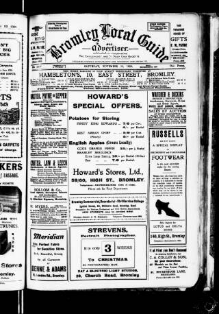 cover page of Bromley Local Guide and Advertiser published on November 30, 1929