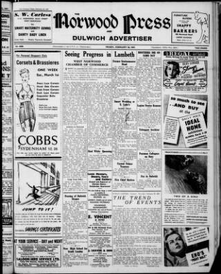 cover page of Norwood Press and Dulwich Advertiser published on February 28, 1947