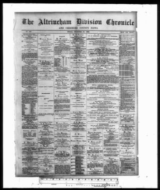 cover page of Altrincham Chronicle published on December 27, 1889