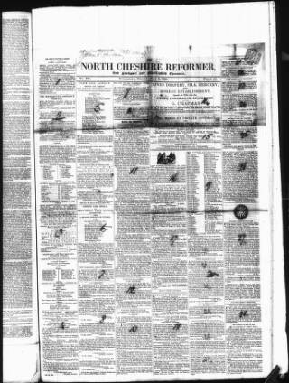 cover page of North Cheshire Reformer published on July 6, 1838