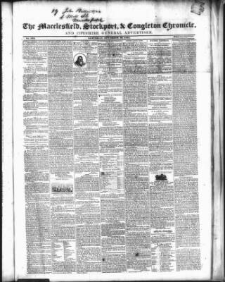 cover page of Macclesfield, Stockport, & Congleton Chronicle published on November 30, 1844