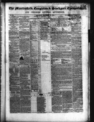 cover page of Macclesfield, Stockport, & Congleton Chronicle published on December 30, 1848
