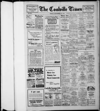 cover page of Coalville Times published on November 30, 1945