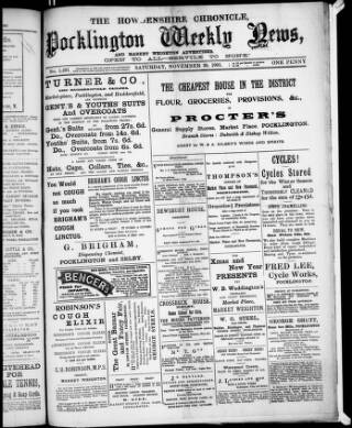 cover page of Howdenshire Chronicle published on November 30, 1901