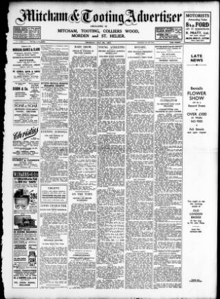 cover page of Mitcham Advertiser published on July 6, 1933