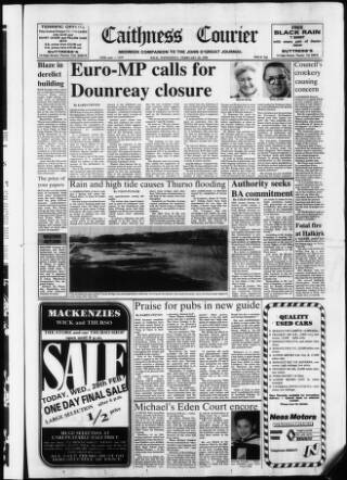 cover page of Caithness Courier published on February 28, 1990