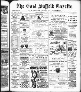 cover page of East Suffolk Gazette published on May 29, 1900