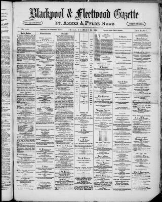 cover page of Blackpool Gazette published on December 30, 1892