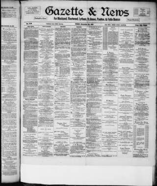 cover page of Blackpool Gazette published on November 30, 1894