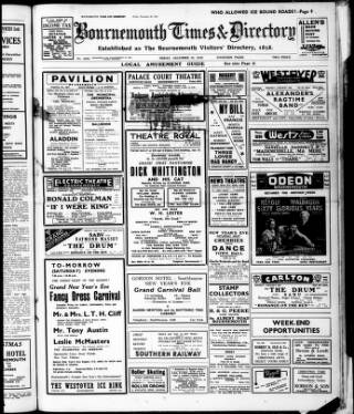 cover page of Bournemouth Times and Directory published on December 30, 1938