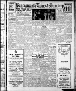 cover page of Bournemouth Times and Directory published on September 18, 1942