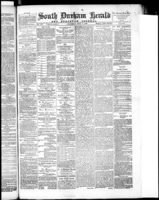 cover page of South Durham Herald published on July 6, 1889