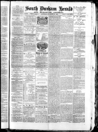 cover page of South Durham Herald published on December 27, 1890