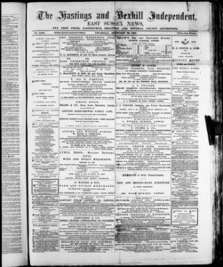 cover page of Hastings and Bexhill Independent published on February 28, 1895