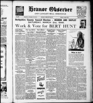 cover page of Heanor Observer published on February 28, 1946