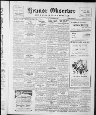 cover page of Heanor Observer published on September 7, 1950