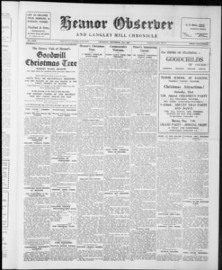 cover page of Heanor Observer published on December 21, 1950