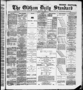 cover page of Oldham Daily Standard and Northern Times published on February 28, 1889