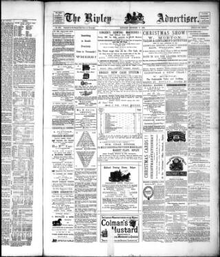 cover page of Ripley Advertiser published on December 30, 1882
