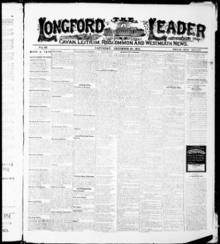 cover page of Longford Leader published on December 30, 1916