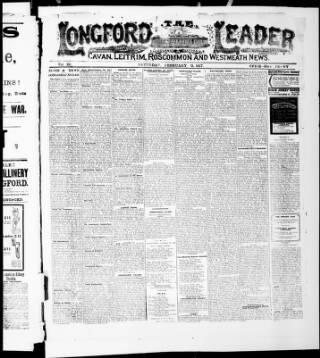 cover page of Longford Leader published on February 10, 1917