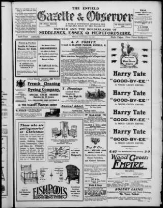 cover page of Enfield Gazette published on November 30, 1917