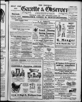 cover page of Enfield Gazette published on May 24, 1918