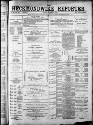 cover page of Heckmondwike Reporter published on November 30, 1889