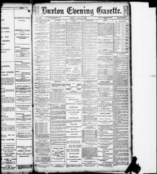 cover page of Burton Evening Gazette published on May 29, 1896