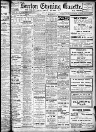 cover page of Burton Evening Gazette published on September 18, 1911