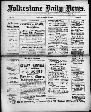 cover page of Folkestone Daily News published on February 28, 1908