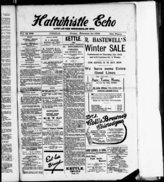 cover page of Haltwhistle Echo published on February 1, 1918