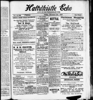 cover page of Haltwhistle Echo published on December 13, 1918