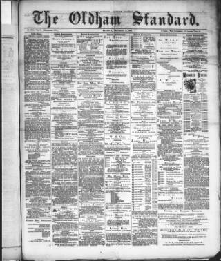 cover page of Oldham Standard published on September 21, 1889