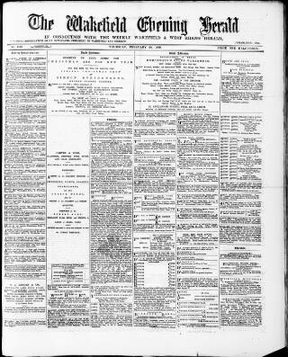 cover page of Wakefield Evening Herald published on February 28, 1889