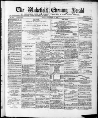 cover page of Wakefield Evening Herald published on November 25, 1889