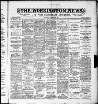 cover page of Workington News and West Cumberland Advertiser published on November 30, 1889