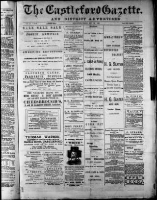 cover page of Castleford Gazette published on November 29, 1889