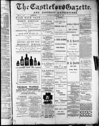 cover page of Castleford Gazette published on December 13, 1889