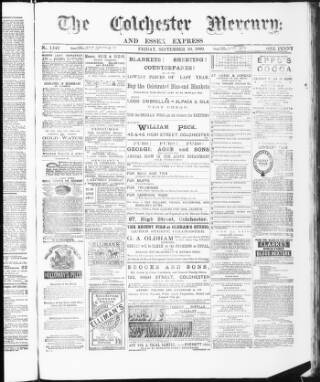 cover page of Colchester Mercury and North Essex Express published on September 20, 1889