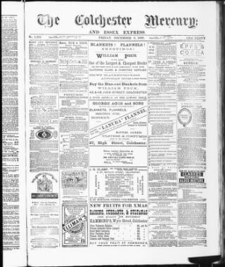 cover page of Colchester Mercury and North Essex Express published on December 6, 1889
