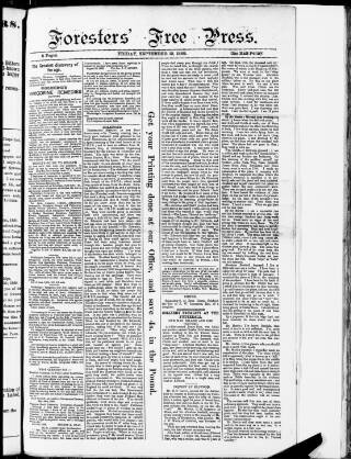 cover page of Forester's Free Press published on September 13, 1889
