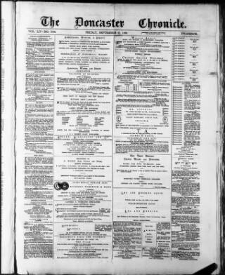 cover page of Doncaster Chronicle published on September 27, 1889