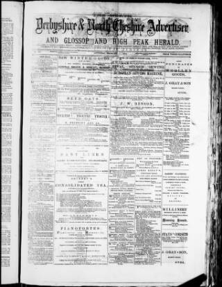 cover page of North Derbyshire & North Cheshire Advertiser published on February 28, 1874