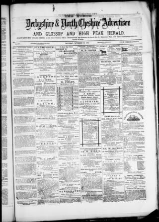cover page of North Derbyshire & North Cheshire Advertiser published on November 30, 1878